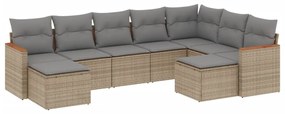 9 részes vegyes bézs polyrattan kerti ülőgarnitúra párnákkal