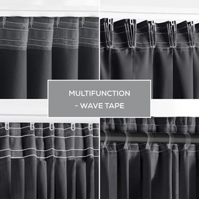 Sötétszürke sötétítő termo függöny 140x245 cm Pleat – Restilo