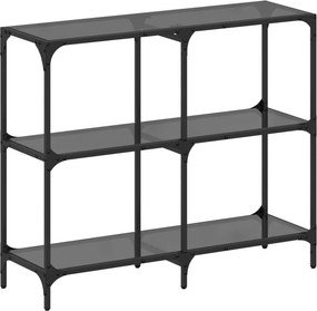 vidaXL acél tálalóasztal fekete üveglappal 98 x 30 x 81 cm