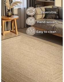 Világos natúr színű kétoldalas kézi szövésű juta szőnyeg 80x150 cm Sharmila Natural White – Hanse Home