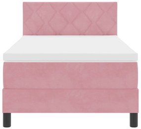 Boxspring Ágy Mattal Rózsaszín Egyszemélyes Bársonyos