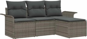 vidaXL Kanapé Szett párnával 4 pcs Szürke polirattan