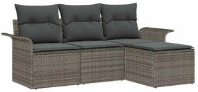 vidaXL Kanapé Szett párnával 4 pcs Szürke polirattan