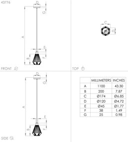 Eglo 43776 - Csillár zsinóron ADWICKLE 1xE27/40W/230V