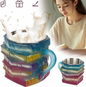 3D festett könyves bögre Többfunkciós könnyű kreatív kávés bögre