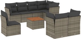 vidaXL 9 részes szürke polyrattan kerti ülőgarnitúra párnákkal