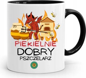 Fekete Bögre Méhésznek Pokolian Jó, fényképes nyomattal