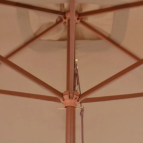 tópszínű kültéri napernyő farúddal 200 x 300 cm