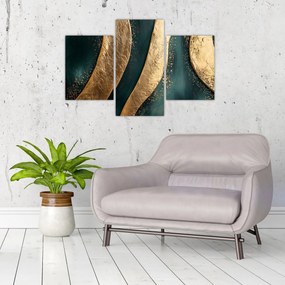 Kép - Zöld absztrakció arannyal I. (90x60 cm)