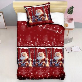 Mikroszálas ágynemű SANTA ON A SWING piros Ágyneműhuzat mérete: 70 x 80 cm | 140 x 200 cm