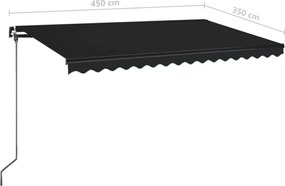 Antracitszürke kézzel kihúzható napellenző 450 x 350 cm
