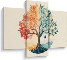 Kép – Duális fa pillangóval (90x60 cm)
