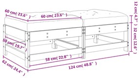 2 db mézbarna tömör fenyőfa kerti lábzsámoly párnával