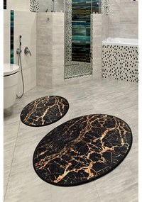 Gold Marble 2 db-os fekete ovális fürdőszobai kilépő szett - Foutastic