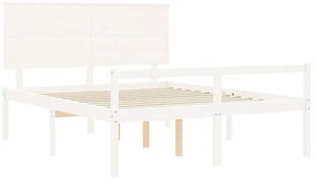 fehér tömör fa ágy időseknek fejtámlával King Size