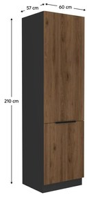 Élelmiszer konyhaszekrény Monzesa 60 DK 210 2F (okapi dió + fekete) . 1096968