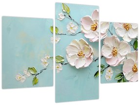 Kép - Virágok kék háttéren (90x60 cm)