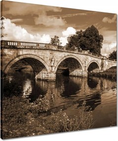 Vászonkép 50x50 Híd a folyón szépia