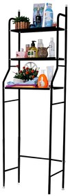 Fürdőszobai polc wc fölé, többszintes, fekete