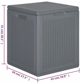 szürke PP rattan kerti tárolóláda 90 L