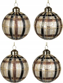 Karácsonyfa Bombák Arany Kockás 4db 8cm Üveg Karácsonyfa Medál