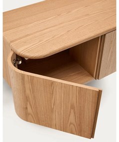 Natúr színű fali mosdó alatti szekrény kőrisfa dekorral 90x35 cm Salaya – Kave Home