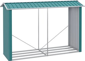 Outsunny Horganyzott Acél Tűzifatároló Kerti Sátor Tetővel Teraszra 240x86x160 cm Zöld | Aosom