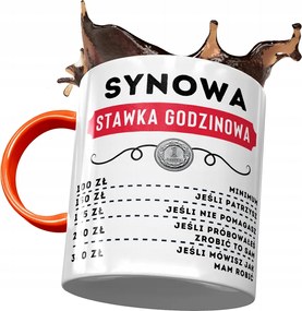 Narancssárga bögre Fia fiának Ajándék Nyomtatott Fotóval