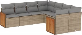 vidaXL 8 részes bézs polyrattan kerti ülőgarnitúra párnával