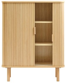 Natúr színű szekrény tolóajtóval, tölgyfa dekorral 113x90 cm Cavo – Unique Furniture