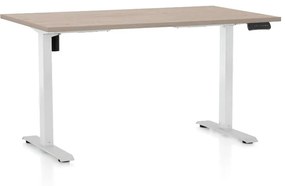 OfficeTech B állítható magasságú asztal, 140 x 80 cm, fehér alap, tölgy