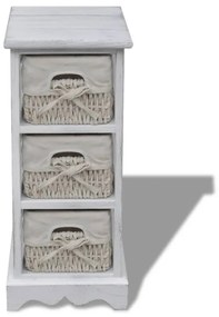 vidaXL fehér fa tárolóállvány 3 szőtt kosárral