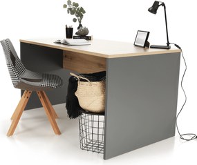 Íróasztal, grafit/tölgyfa artisan, RIOMA NEW TYP 11