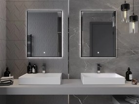 Mexen Erma világító fürdőszobai tükör 60 x 80 cm, LED 6000K, páramentes, fekete keret - 9814-060-080-611-70