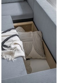 Világosszürke kordbársony kinyitható sarokkanapé (variálható) Brave Dave – Miuform