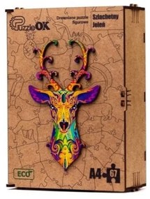3D kézzel készített fa puzzle - Szarvas A4