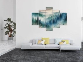 Kép - Erdős táj köddel (150x105 cm)