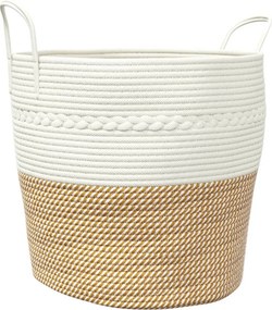 vidaXL barna-fehér pamut tárolókosár Ø43 x 38 cm