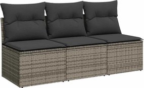 vidaXL 3 személyes szürke polyrattan kerti kanapé párnával