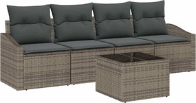 vidaXL Kanapé Szett párnával tárolóval 5 pcs Szürke polirattan