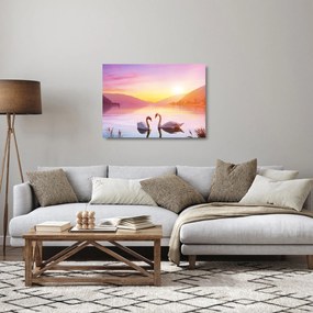 Szerelmes hattyúk képe (üvegen) (70x50 cm)