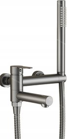 Kádtöltő csaptelep fali zuhany összecsukható kifolyócső szürke réz kád