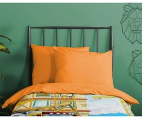 Narancssárga egyszemélyes pamut gyerek ágyneműhuzat 140x200 cm Building – Good Morning