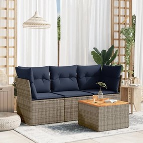 4 rĂ©szes szĂŒrke polyrattan kerti ĂŒlĆgarnitĂșra pĂĄrnĂĄval