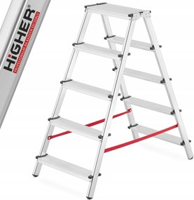 Háztartási létra alumínium kétoldalas összecsukható lépcső Higher 2x5 125kg