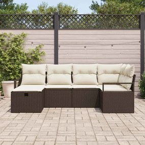 Kerti Kanapé Szett 6 pcs Barna és krémszínű 232 x 122 x 85 cm