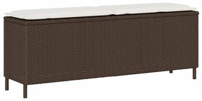 Barna polyrattan kerti pad párnával 110x30x40,5 cm