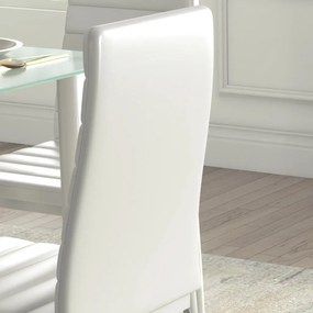 HOMCOM Étkezőgarnitúra, étkezőasztal 4 székkel, modern design, üvegasztal, fehér