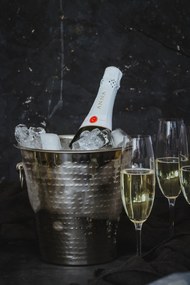 Elegáns fém pezsgőhűtő vödör ezüst Barcaft