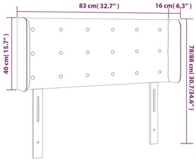 sötétkék bársony LED-es fejtámla 83 x 16 x 78/88 cm